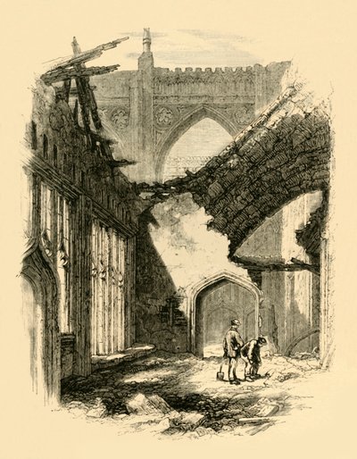St. Stephens Chapel - Interior after the Fire, 1881 by Unbekannt