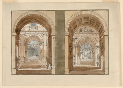 Stage Designs, Views into Palace Courts by Unbekannt