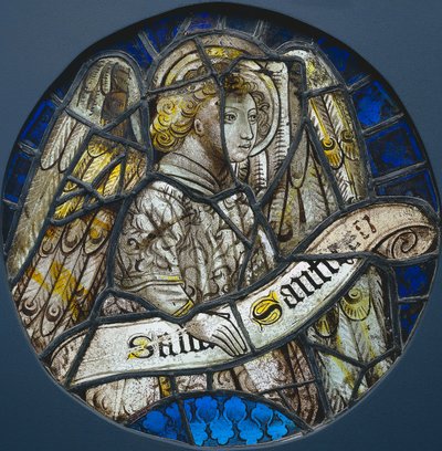 Stained Glass Roundel with an Angel Holding a Scroll by Unbekannt
