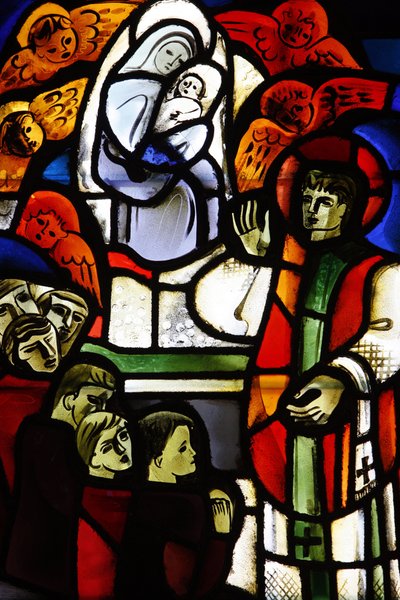 Stained glass depicting Don Bosco in Notre-Dame-de-la-Trinite church, Blois, France by Unbekannt