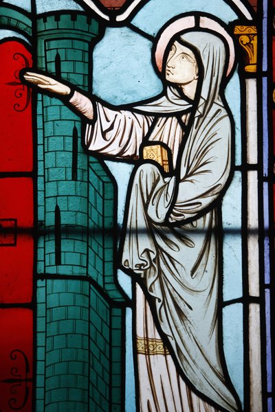 Stained glass in Notre Dame cathedral cloister: the story of Saint Genevieve, patron saint of Paris, Paris, France by Unbekannt