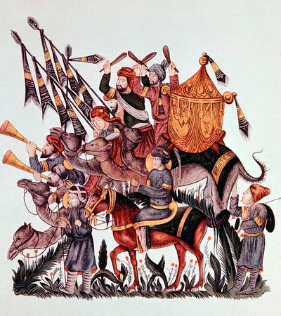 Standard Bearers, Drummers and Trumpeters of a Saracen Army by Unbekannt