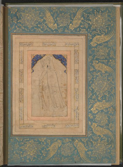 Standing Youth in a Cape, Folio from the Bellini Album by Unbekannt
