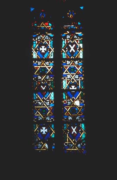 Star of David in stained glass church window, Barcelona, Spain by Unbekannt