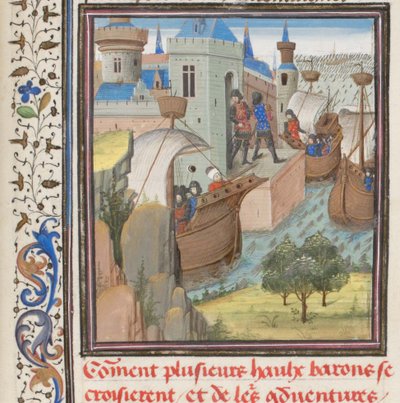 Start to the Fourth Crusade. Miniature from the Historia by William of Tyre by Unbekannt