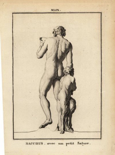 Statue of Bacchus, the Roman god of wine, naked with a satyr by Unbekannt