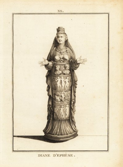 Statue of Diana of Ephesus, Artemis of Ephesus, with bare breasts and body encased in a decorated pillar by Unbekannt