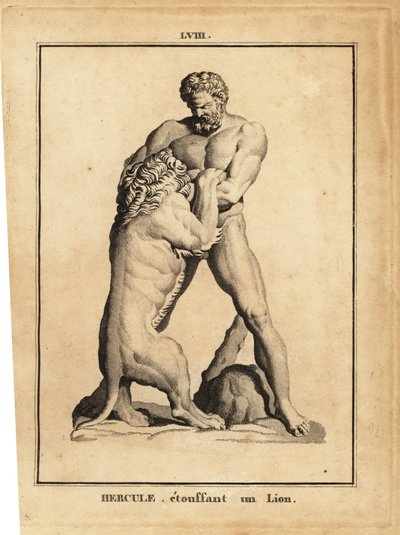 Statue of Hercules stifling a lion by Unbekannt