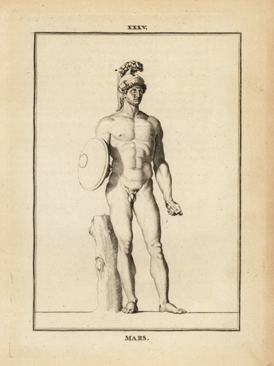 Statue of Mars, Roman god of war with helmet and shield by Unbekannt