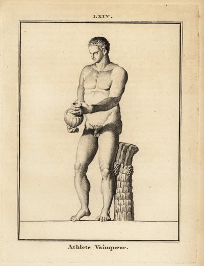Statue of a naked victorious athlete with vase by Unbekannt
