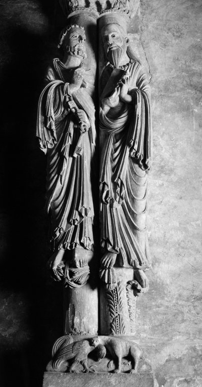 Statues of St. Peter and St. Paul, Anonymous Sculpture. 13th-14th Century, Cathedral of San Salvador de Oviedo, Spain by Unbekannt