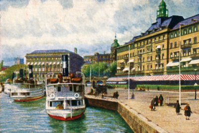 Steamboat at the quay by the Grand Hotel, Stockholm, c1928 by Unbekannt