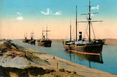 Steamers Passing Through the Suez Canal, Egypt by Unbekannt