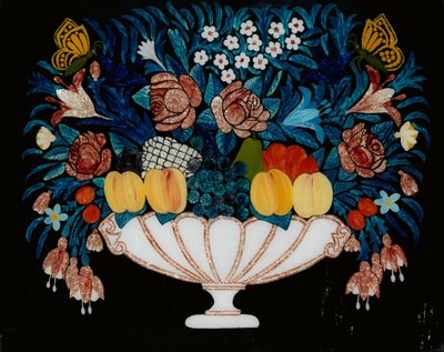 Still Life - Flowers and Fruit in White and Pink Bowl by Unbekannt