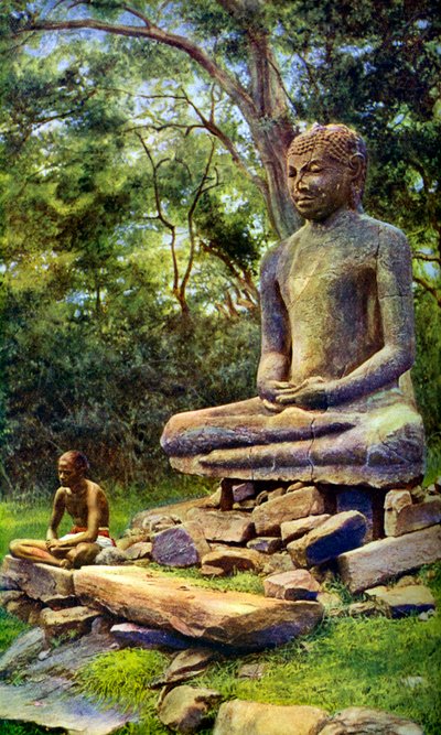 Stone Buddha, a relic of the past glory of Anuradhapura, Ceylon by Unbekannt