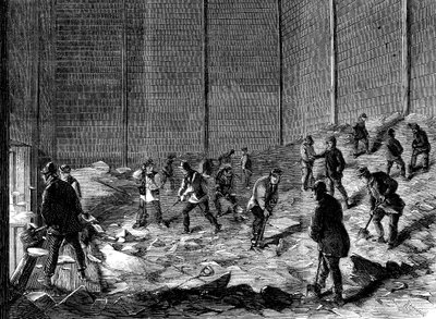 Storing ice in insulated sheds at Charles