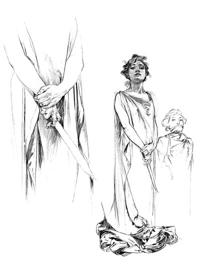 Studies in Pencil for the Medee Poster, 1899 by Unbekannt