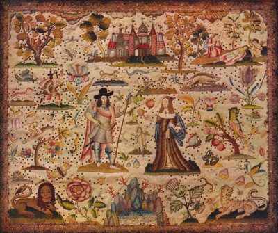 Stump-Work Panel: The Figures Mars and Venus by Unbekannt
