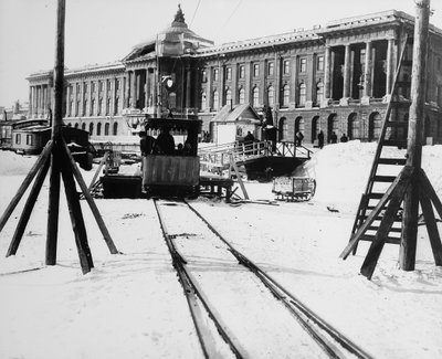 Suburban Train Station in Front of the Academy of Arts, St Petersburg, Russia, c1896-c1898 by Unbekannt