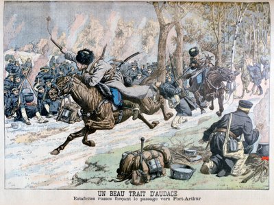 Surprise Attack by Russian Cavalry on the Road to Port Arthur, Russo-Japanese War, 1904 by Unbekannt
