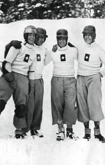 Swiss four-man bobsleigh team, Winter Olympic Games, Garmisch-Partenkirchen, Germany, 1936 by Unbekannt