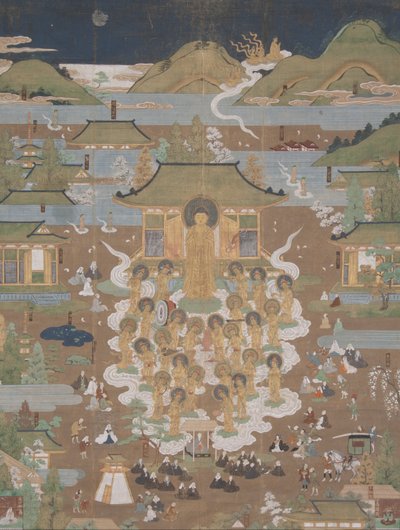 Taima Temple Mandala - Amida Welcomes Chūjōhime to the Western Paradise by Unbekannt