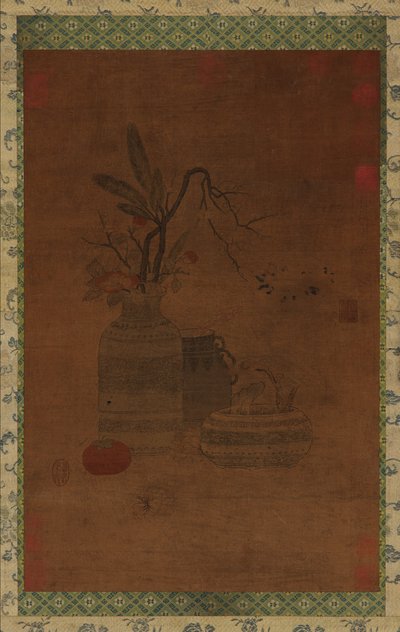 Tapestry: A Bowl, Two Jars, Flowers, and Fruit by Unbekannt