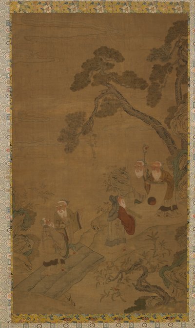 Tapestry: Five Sages in a Garden under Pines by Unbekannt