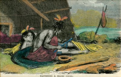Tattooing a Maori Chief, Late 19th Century by Unbekannt