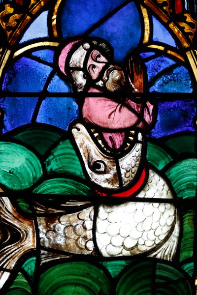 Temple Saint-Étienne Calvinist church, Stained glass window, Jonah and the Whale, Strasbourg, France by Unbekannt