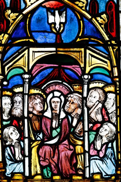 Temple Saint-Etienne Calvinist church, Stained glass window, The Assumption of Mary into Heaven, Strasbourg, France by Unbekannt