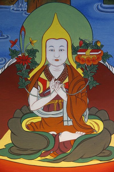 Temple of the Thousand Buddhas Dashang Kagyu Ling Congregation Painting Monk Praying, La Boulaye, France by Unbekannt