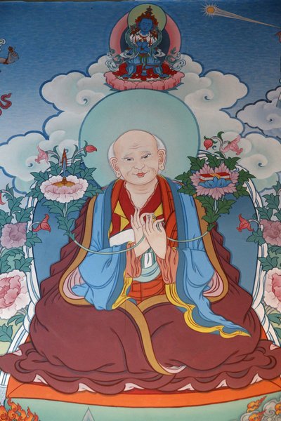 Temple of the Thousand Buddhas Dashang Kagyu Ling congregation Painting of a Monk praying, La Boulaye, France by Unbekannt