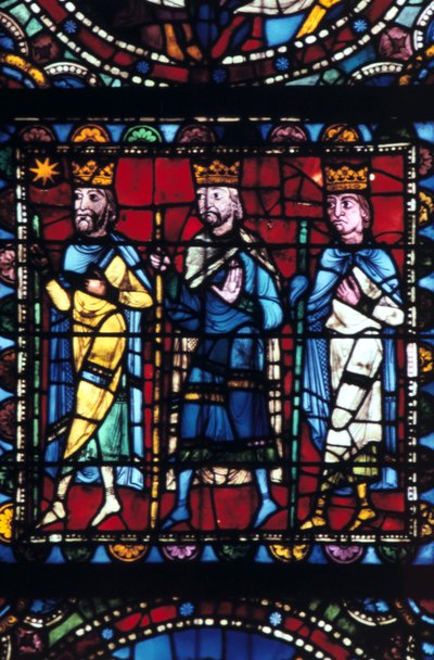 The Adoration of the Magi, stained glass, Chartres Cathedral France by Unbekannt