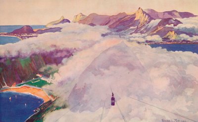 The Aerial Ropeway Car descending from the Sugar Loaf Mountain, 1914 by Unbekannt