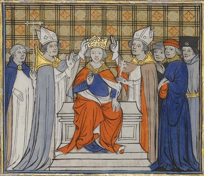 The Anointing and Coronation of Louis IV at Laon, 19 June 936. From Grandes Chroniques de France by Unbekannt