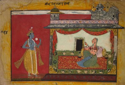 The Approach of Krishna. Page from a Rasamanjari by Unbekannt