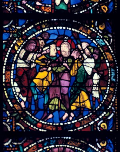 The Arrest of Christ Kiss of Judas, stained glass, Chartres Cathedral by Unbekannt