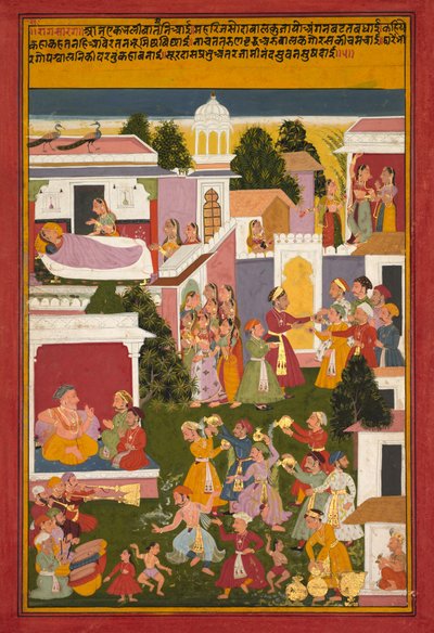 The Birth of Krishna, from a Sursagar of Surdas, c. 1700 by Unbekannt