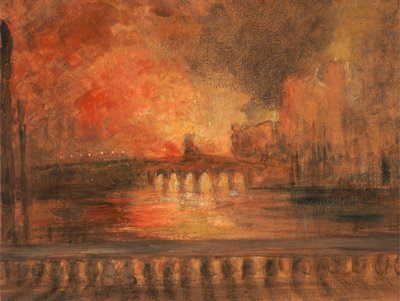 The Burning of the Houses of Parliament, Fire at the House of Commons, ca. 1834 by Unbekannt