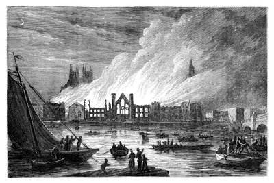 The Burning of the Houses of Parliament, London by Unbekannt