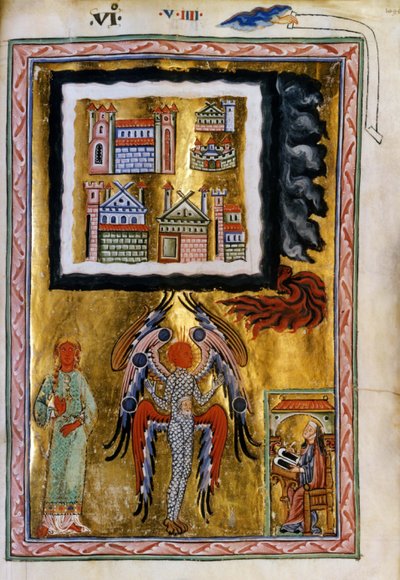 The Completion of the Cosmos Vision from Liber Divinorum Operum, ca 1220-1230 by Unbekannt