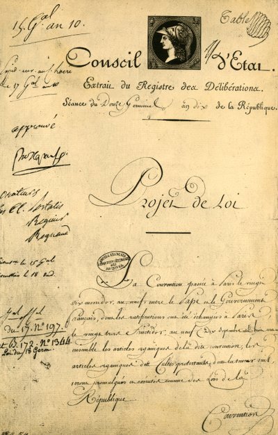 The Concordat and Organic Articles, 5 April 1802 by Unbekannt
