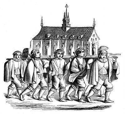 The Corporation of the Goldsmiths of Paris carrying the Shrine of St Genevieve, 17th century by Unbekannt
