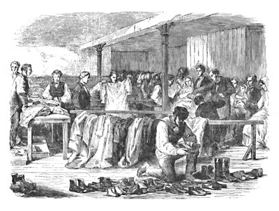 The Cotton Famine: Distribution of Clothes to Operatives, Manchester by Unbekannt
