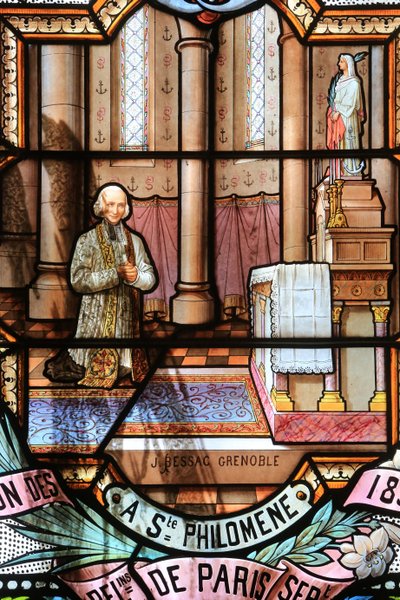 The Cure of Ars, Jean-Baptiste-Marie Vianney, St. John Vianney, Stained Glass Window, Shrine of Our Lady of La Salette, La Salette-Fallavaux by Unbekannt