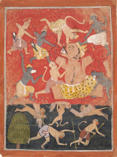 The Demon Kumbhakarna Is Defeated by Rama and Lakshmana by Unbekannt