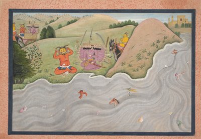 The Demon Marichi Tries to Dissuade Ravana from a dispersed Ramayana series by Unbekannt