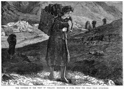 The Distress in the West Ireland: Bringing in Fuel from the Hills near Kylemore by Unbekannt