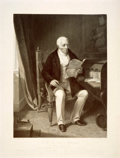 The Duke of Wellington reading despatches at his home of Apsley House, London by Unbekannt